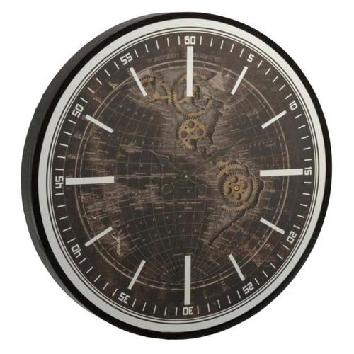 Paris Prix - Horloge Murale Mappemonde 48cm Or & Noir - Paris Prix