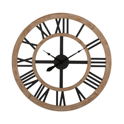 Paris Prix - Horloge rustique ronde 90 cm en bois avec chiffres romains - Paris Prix