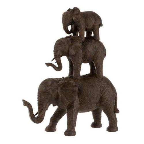 Paris Prix - Statuette Déco 3 Éléphants 40cm Marron - Statues
