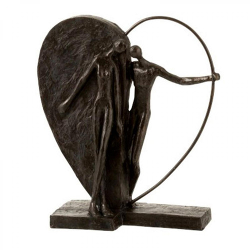 Paris Prix - Statuette Déco Coupe Demi Cœur 31cm Marron - Statues Noir
