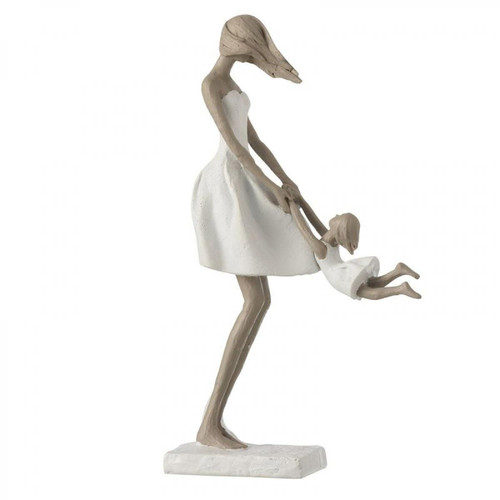 Paris Prix - Statuette Déco Mère avec sa Fille 31cm Blanc - Statues