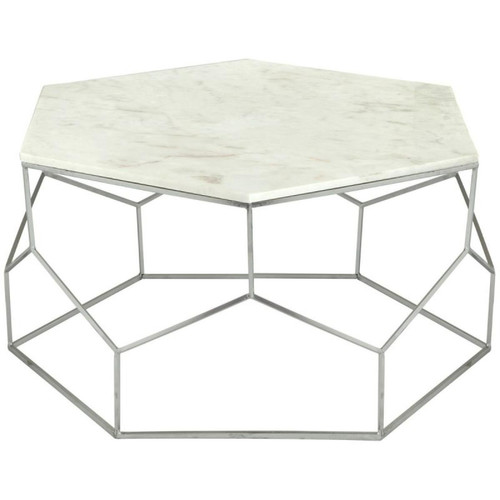Paris Prix - Table Basse Design Claor 91cm Marbre & Nickel - Paris Prix