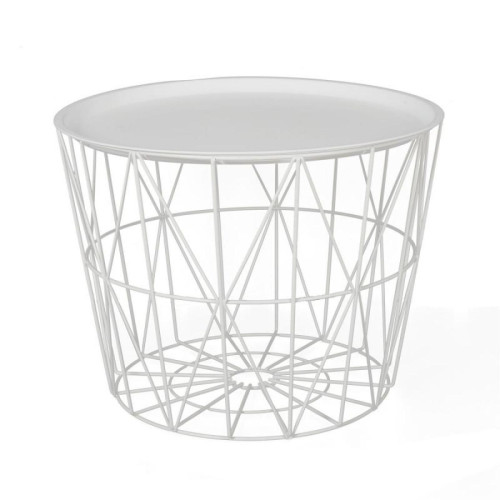 The Home Deco Factory - Table filaire en métal blanc 50 cm. - Tables d'appoint Ronde