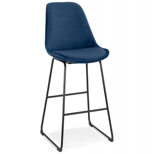 Mes - Chaise de bar 55x48x119 cm en tissu bleu foncé - LAYNA Mes  - Tabouret de bar rouge Tabourets