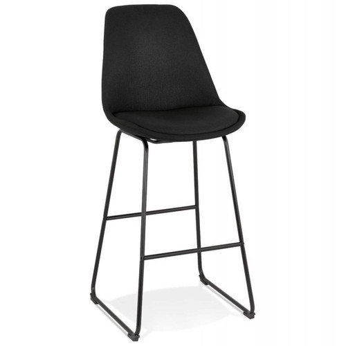 Mes - Chaise de bar 55x48x119 cm en tissu noir et pied noir - LAYNA Mes - Salon, salle à manger