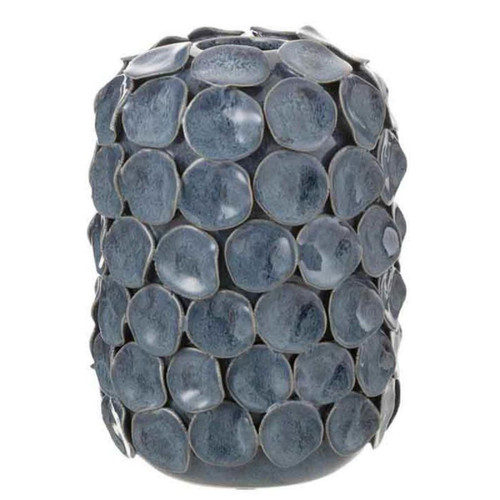 Paris Prix - Vase Design en Céramique Pétale 20cm Bleu - Black Friday Deco