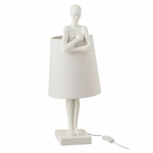 Paris Prix - Lampe à Poser Déco Figurine Soutien 58cm Blanc Paris Prix  - Lampe pince Luminaires