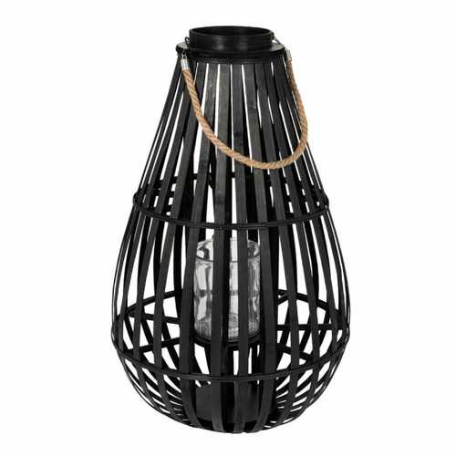 Objets déco Paris Prix Lanterne Déco en Bambou Goutte 70cm Noir