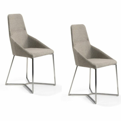 Angel Cerda - Chaise en tissu et pieds en acier chromé Angel Cerda  - Chaises Design