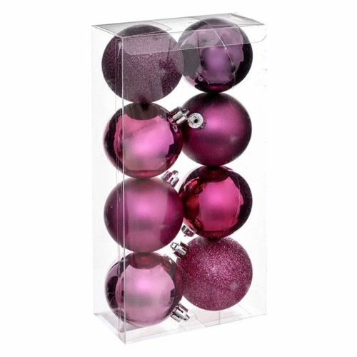 Paris Prix - Lot de 8 Boules de Noël Colorama 7cm Cassis - Décoration Violet
