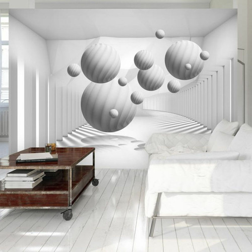 Paris Prix - Papier Peint Balls in White 70 x 100 cm Paris Prix  - Papier peint déco Papier peint