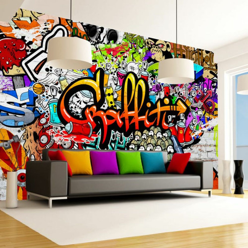 Paris Prix - Papier Peint Colorful Graffiti 105 x 150 cm Paris Prix  - Revêtement sol & mur