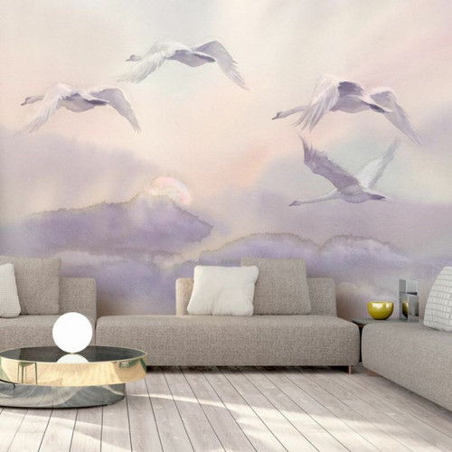 Paris Prix - Papier Peint Flying Swans 175 x 250 cm Paris Prix  - Revêtement sol & mur