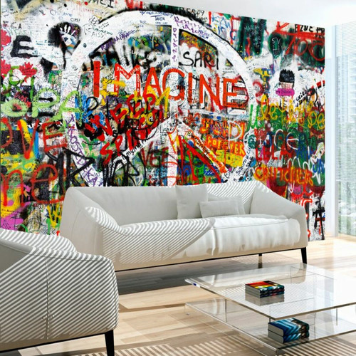 Paris Prix - Papier Peint Hippie Graffiti 175 x 250 cm Paris Prix  - Revêtement mural intérieur