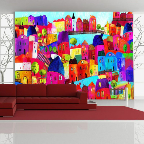 Paris Prix - Papier Peint Rainbow Hued Town 309 x 400 cm Paris Prix  - Revêtement mural intérieur
