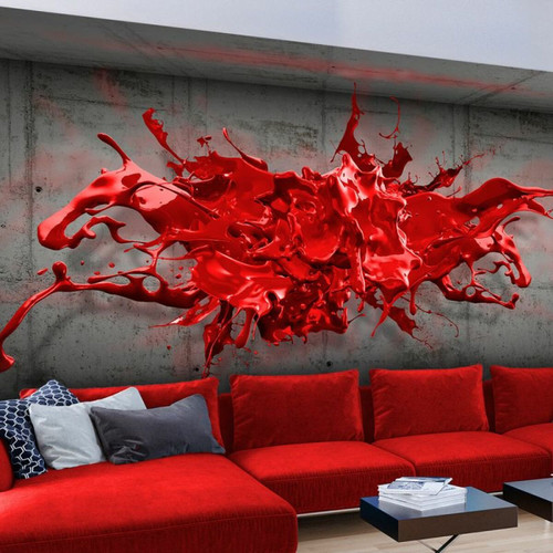 Paris Prix - Papier Peint Red Ink Blot 175 x 250 cm Paris Prix  - Revêtement sol & mur