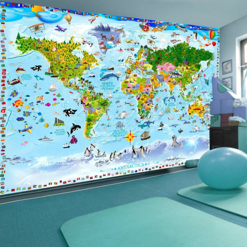Paris Prix - Papier Peint World Map for Kids 175 x 250 cm Paris Prix - Revêtement sol & mur