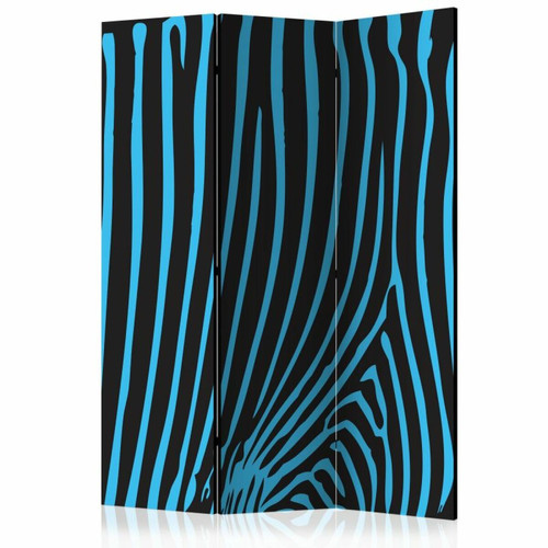 Paris Prix - Paravent 3 Volets Zebra Pattern Turquoise 135x172cm Paris Prix  - Paterne