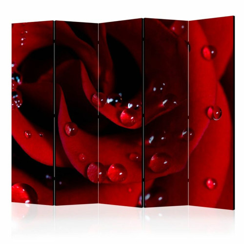 Paris Prix - Paravent 5 Volets Red Rose with Water Drops 172x225cm Paris Prix - Décoration