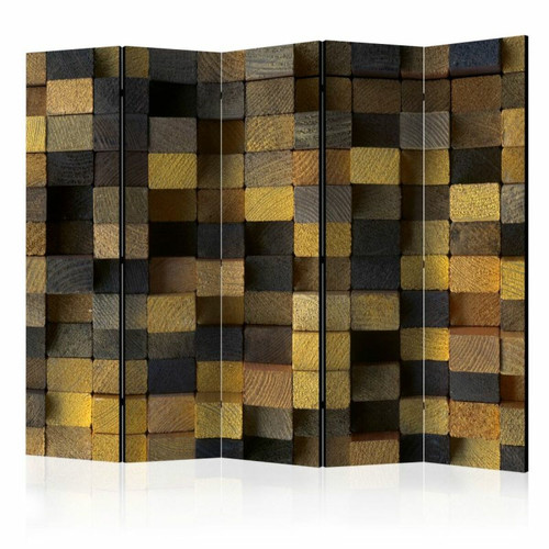 Paris Prix - Paravent 5 Volets Wooden Cubes 172x225cm Paris Prix  - Bonnes affaires Décoration