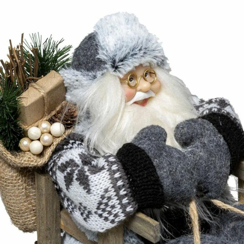 Feeric Christmas - Père Noël Ski sur Luge 30 cm Gris - FEERIC CHRISTMAS Feeric Christmas  - Bonnes affaires Décoration