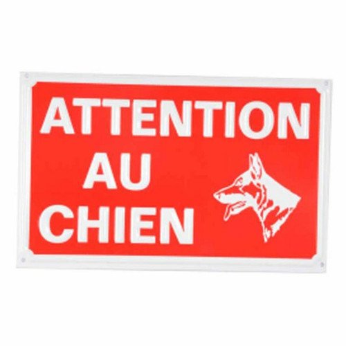 Paris Prix - Plaque Décorative Attention au Chien 16cm Rouge Paris Prix  - Marchand Zoomici