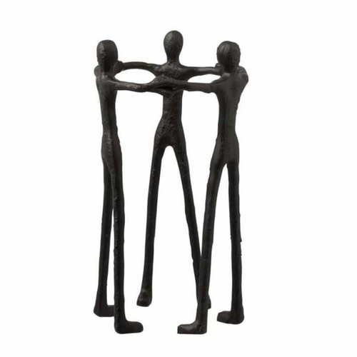 Paris Prix - Statue Déco 3 Personnes en Cercle 36cm Noir Paris Prix - Décoration Noir et blanc