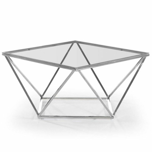 Paris Prix - Table Basse Design en Verre Luna 80cm Argent Paris Prix  - Table basse verre design