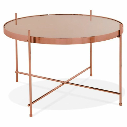 Paris Prix - Table Basse Design en Verre Rona 63cm Cuivre Paris Prix  - Table basse verre design