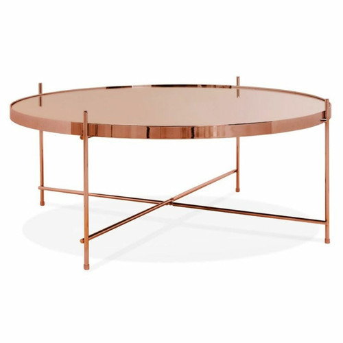 Paris Prix - Table Basse Design en Verre Rona 83cm Cuivre Paris Prix  - Table basse verre design