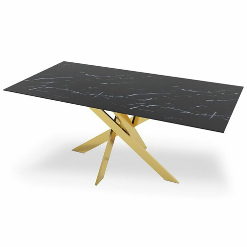 Tables à manger Paris Prix Table de Repas Design Nalou 180cm Noir & Or