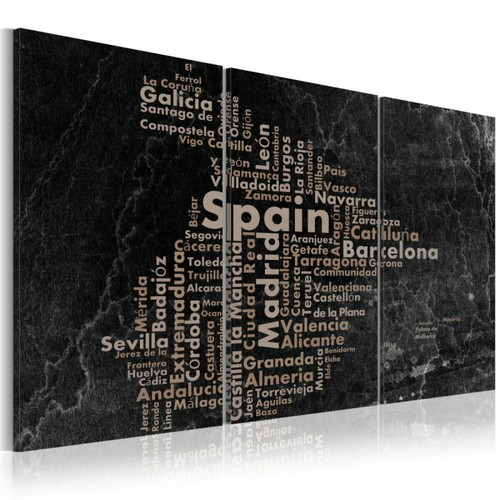 Paris Prix - Tableau 3 Panneaux Map of Spain on the Blackboard 30 x 60 cm Paris Prix  - Tableau paysage Tableaux, peintures