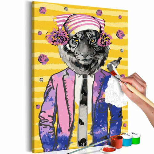 Paris Prix - Tableau à Peindre Soi-Même Tiger in Hat 40x60cm Paris Prix  - Tableaux, peintures