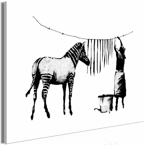 Paris Prix - Tableau Imprimé Banksy - Washing Zebra Wide 80 x 120 cm Paris Prix  - Tableaux, peintures