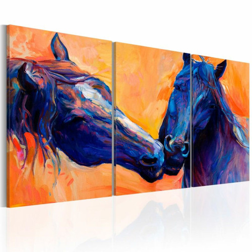Paris Prix - Tableau Imprimé Blue Horses 30 x 60 cm Paris Prix  - Décoration