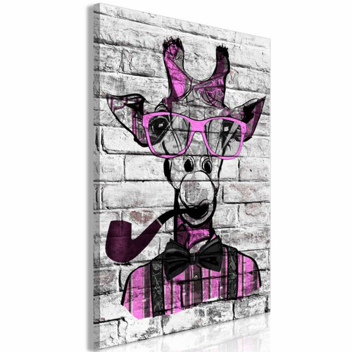 Paris Prix - Tableau Imprimé Giraffe with Pipe Pink 60 x 90 cm Paris Prix  - Idées cadeaux
