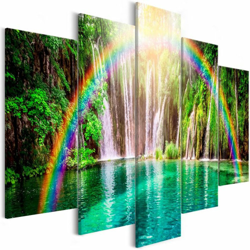 Paris Prix - Tableau Imprimé Rainbow Time 5 Panneaux Wide 100x225cm Paris Prix  - Tableau 5 panneaux