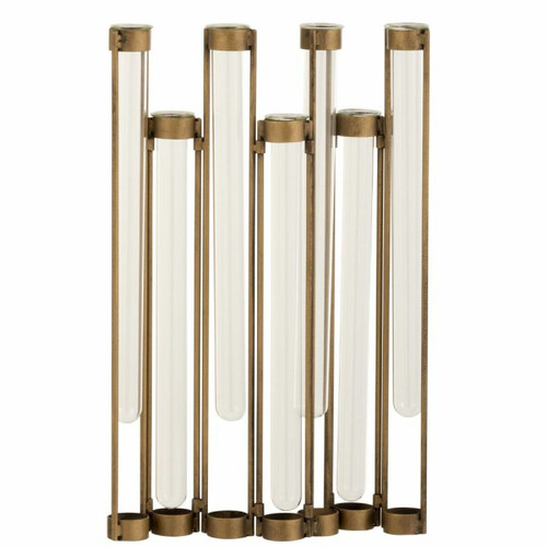 Paris Prix - Vase Design en Métal & Verre 7 Tubes 39cm Or Paris Prix - Vases Jaune
