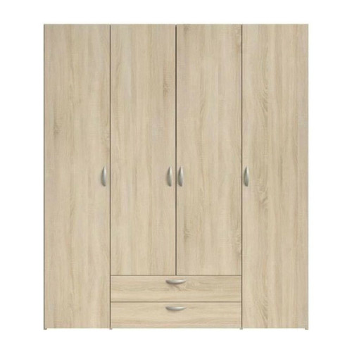 But - Armoire 4 portes 2 tirroirs DAILY imitation chêne But  - Chambre