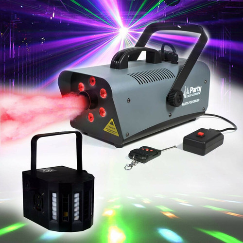 Party light - Machine à fumée 1200W 6 LEDs RVB - Party Light & Sound FOG1200LED + Derby Kolor LytOr Party light  - Machines à effets