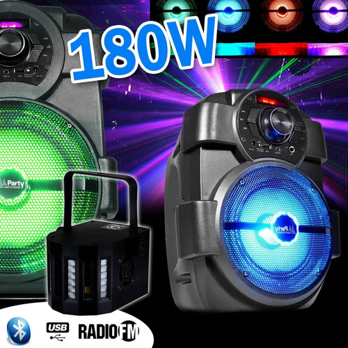 Party light - Karaoké Enfants Enceinte 180W portable Batterie HANDY180 avec USB/BLUETOOTH/ RADIO FM + DERBY Party light  - Retours de scène