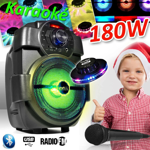 Party light - Karaoké Enfants Enceinte 180W portable Batterie HANDY180 avec MICRO USB/BLUETOOTH/ RADIO FM + OVNI Party light  - Retours de scène