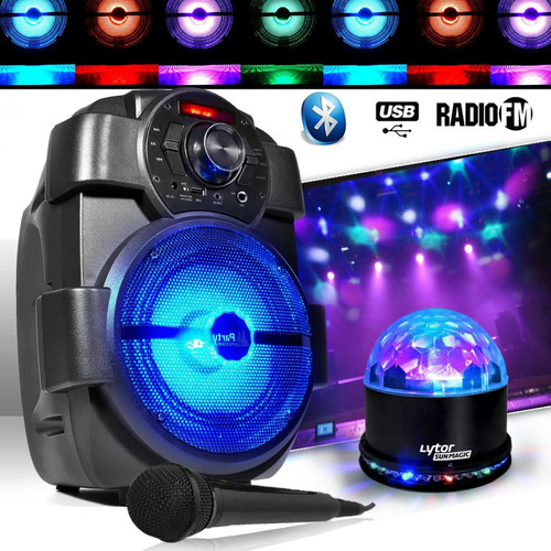 Party light - Karaoké Enfants Enceinte 180W portable Batterie MICRO HANDY180 avec USB/BLUETOOTH/ RADIO FM + SunMagic Party light  - Karaoke portable