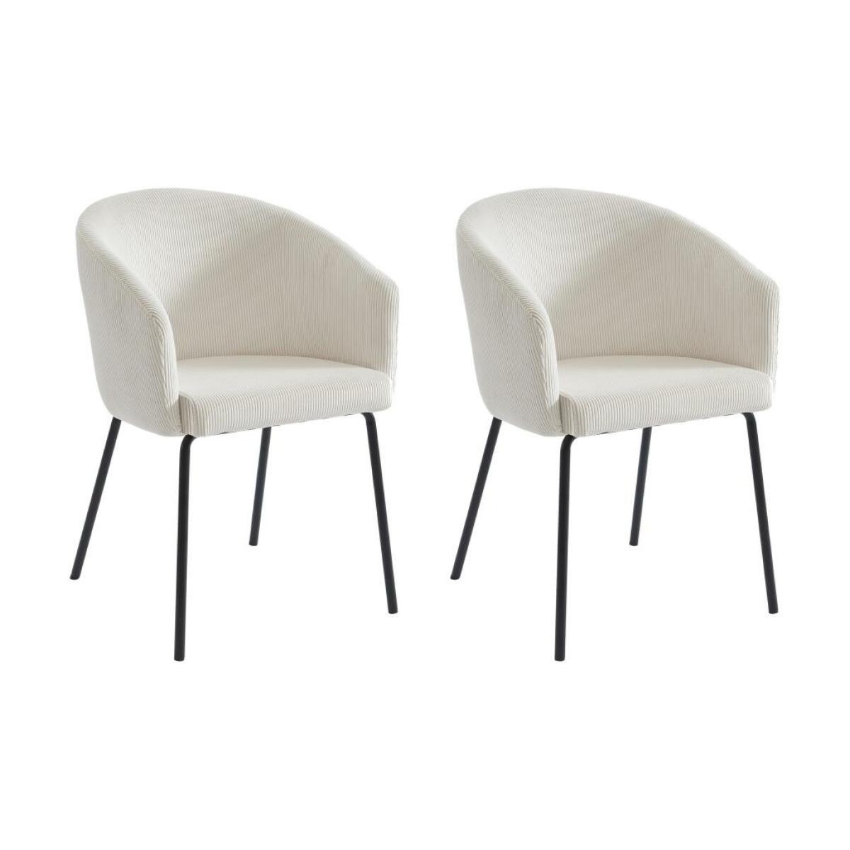 pascal morabito lot de 2 chaises avec accoudoirs en velours côtelé et métal - crème - moroni de pascal morabito