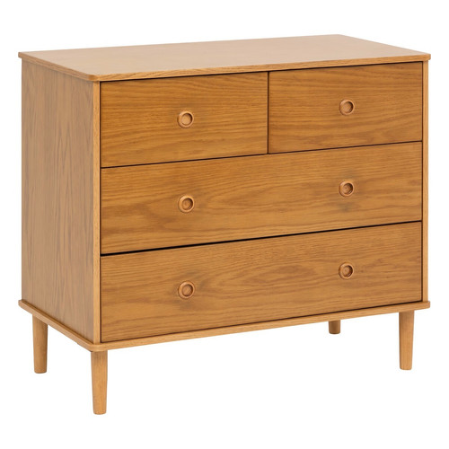 Pegane - Commode, meuble de rangement  avec 4 tiroirs en bois coloris Marron  - Longueur 90 x Profondeur 46 x Hauteur 80,5  cm Pegane  - commode basse Commode