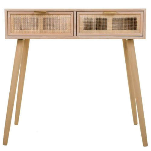 Pegane - Meuble console, table console en bois avec 2 tiroirs coloris naturel  - Longueur 80 x Profondeur 42 x Hauteur 72 cm Pegane - Maison