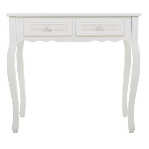 Pegane - Meuble console, table console en bois avec 2 tiroirs coloris blanc  - Longueur 80 x Profondeur 40 x Hauteur 75  cm Pegane  - Console tiroir