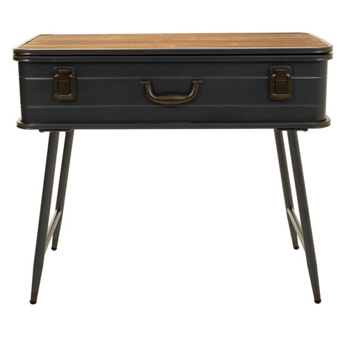 Pegane - Kit d'entrée, meuble d'entrée avec rangements en métal noir et bois naturel - longueur 80 x Profondeur 35 x Hauteur 67,50 cm Pegane  - Meuble metal noir