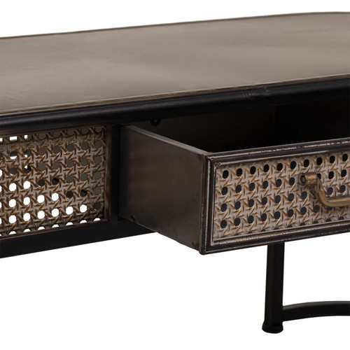 Tables d'appoint Table d'appoint avec 1 tiroir en métal coloris marron  - Longueur 110 x Profondeur 42 x Hauteur 45 cm