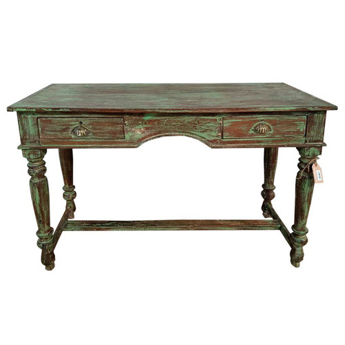 Bureaux Pegane Table de bureau, meuble du bureau en bois coloris vert  - Longueur 115 x Profondeur 50 x Hauteur 76 cm
